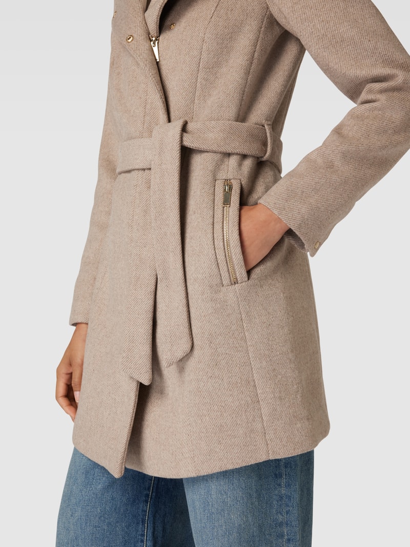 Mantel mit Taillengürtel Modell 'TWODOPE' in taupe meliert