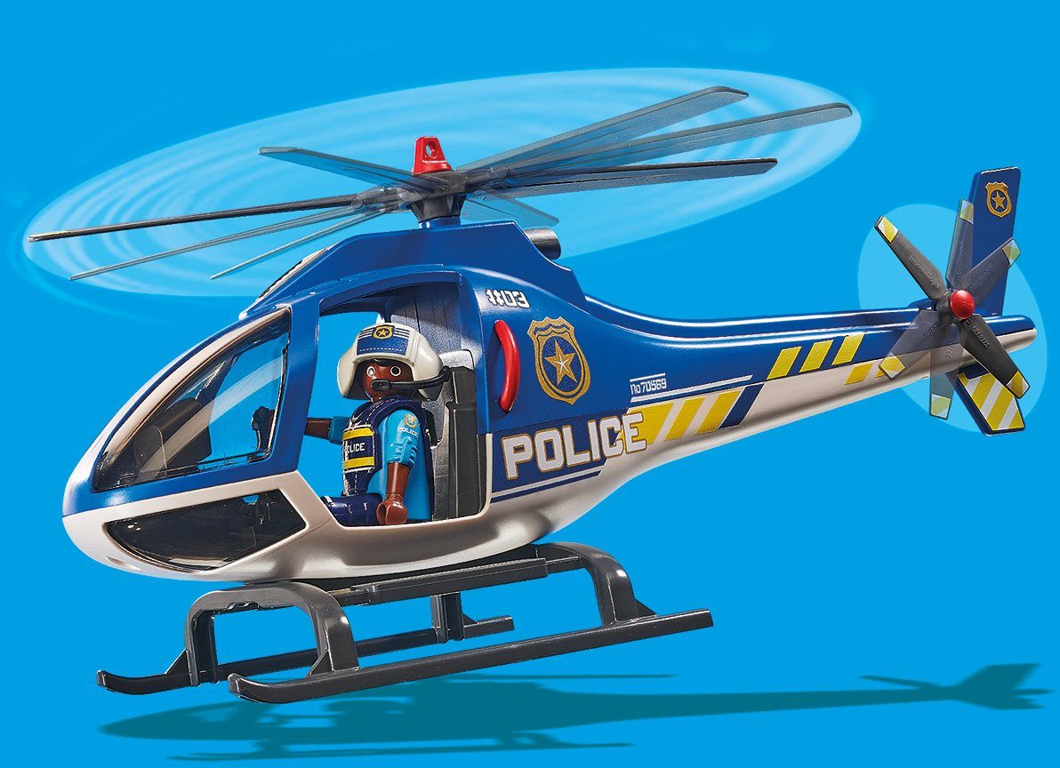 Playmobil® Konstruktions-Spielset Polizei-Hubschrauber: Fallschirm-Verfolgung (70569), City Action, (19 St), Made in Germany