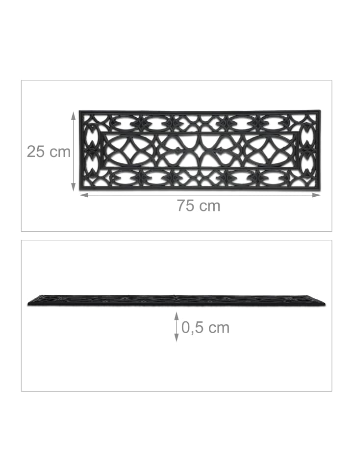 relaxdays Fußmatte in Schwarz - 75 x 25 cm günstig kaufen onesize