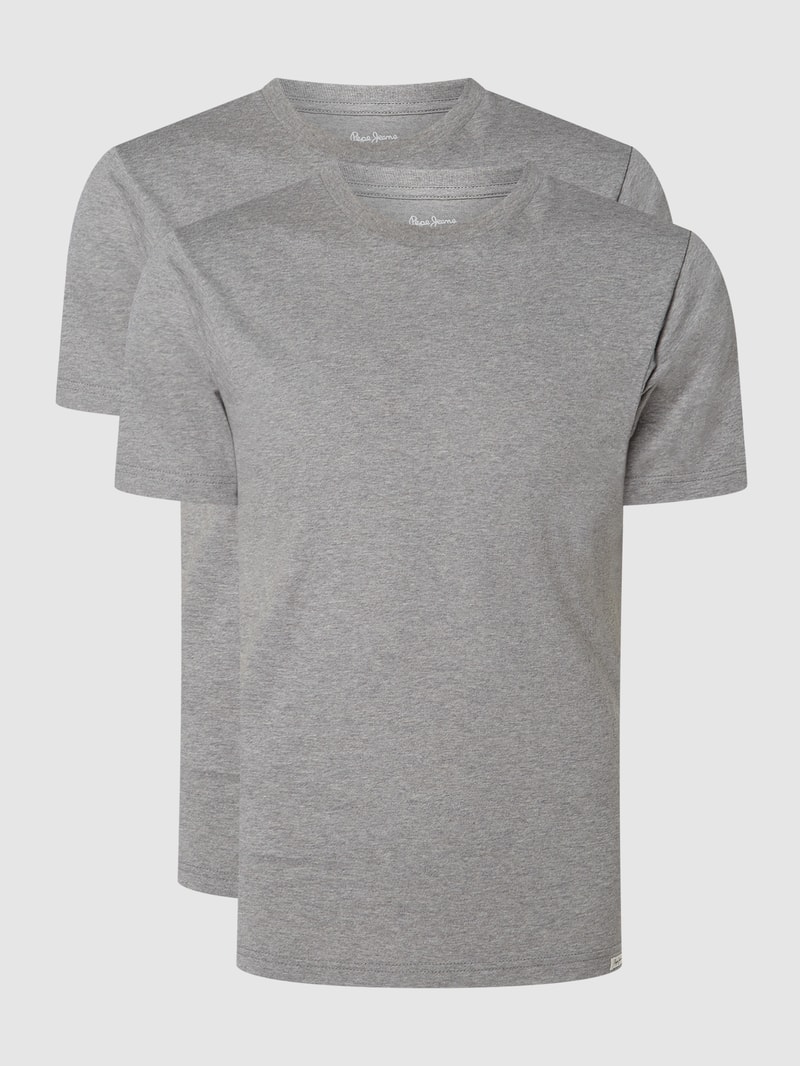 T-Shirt aus Baumwolle im 2er-Pack in mittelgrau meliert