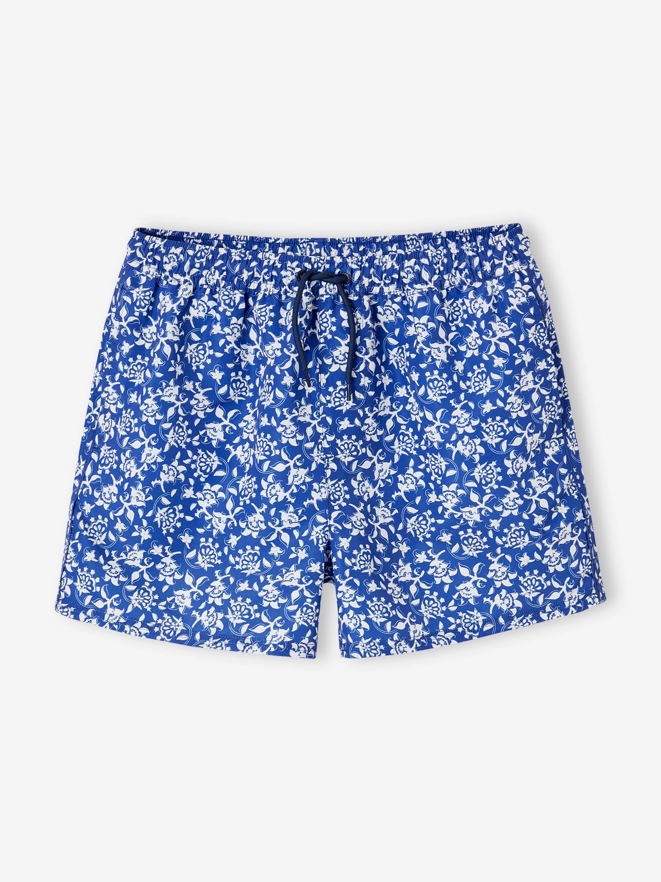 Vertbaudet Capsule Bademode Team Familie: Herren Badehose Oeko-Tex - blau/weiß geblümt