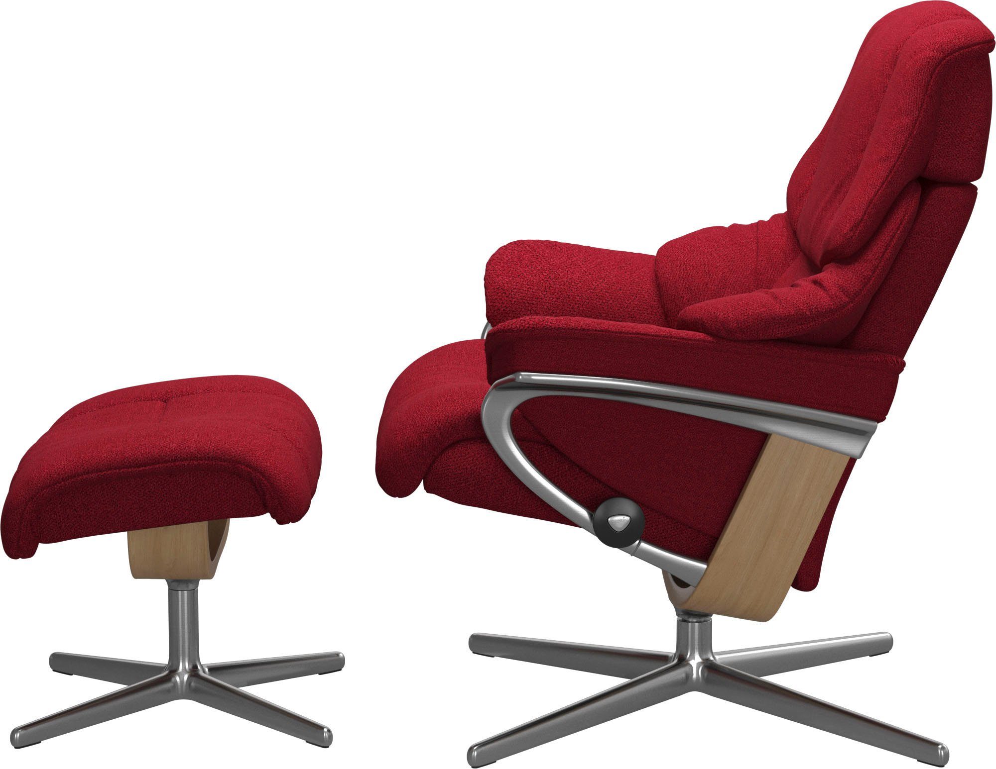 Stressless® Relaxsessel Reno (Set, Relaxsessel mit Hocker), mit Hocker, mit Cross Base, Größe S, M & L, Holzakzent Eiche