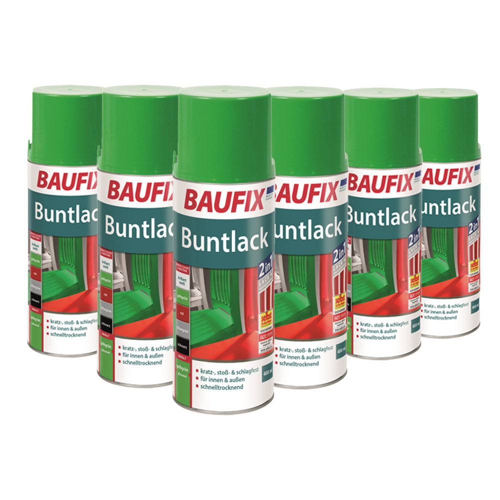 Baufix Buntlack Sprühdose Gelbgrün, 6er-Set