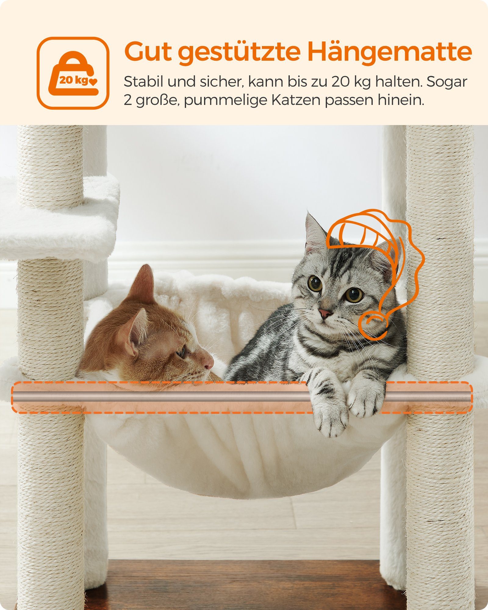 FEANDREA Kratzbaum, Katzenmöbel, 500 g/m² Plüsch, rustikalen Oberfläche