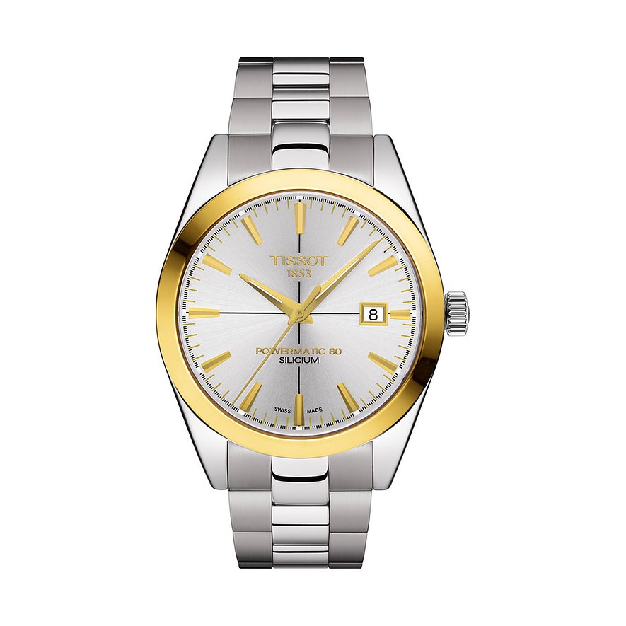 Tissot Herrenuhr Gentleman Powermatic 80 Silicium Solid 18K Goldlünette