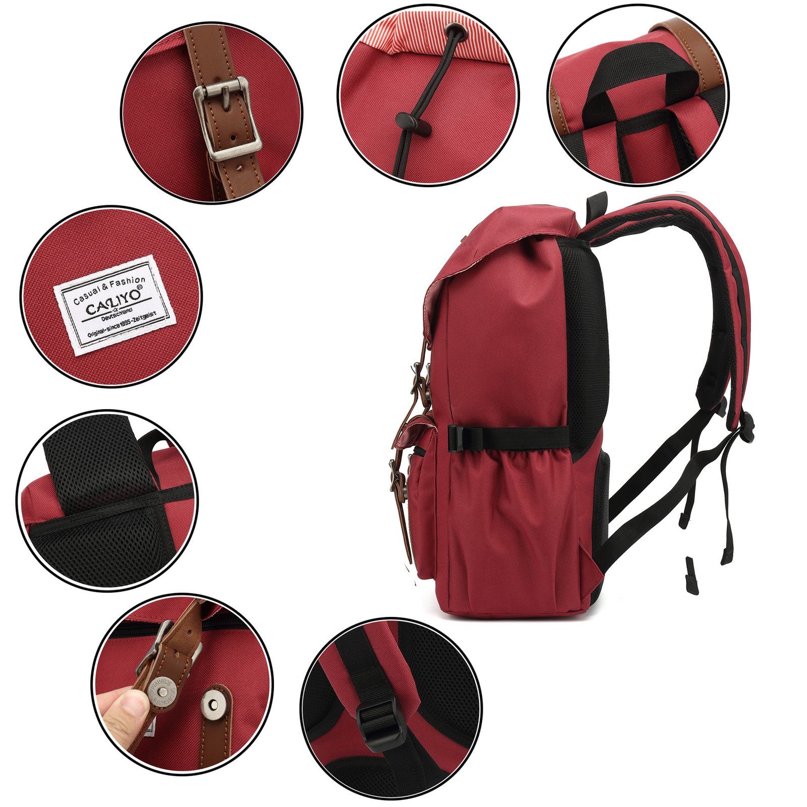 TAN.TOMI Schulrucksack TAN.TOMI Tagesrucksack Schulrucksack Groß Damen Herren Freizeitrucksack im Retro Design Reiserucksack mit 15