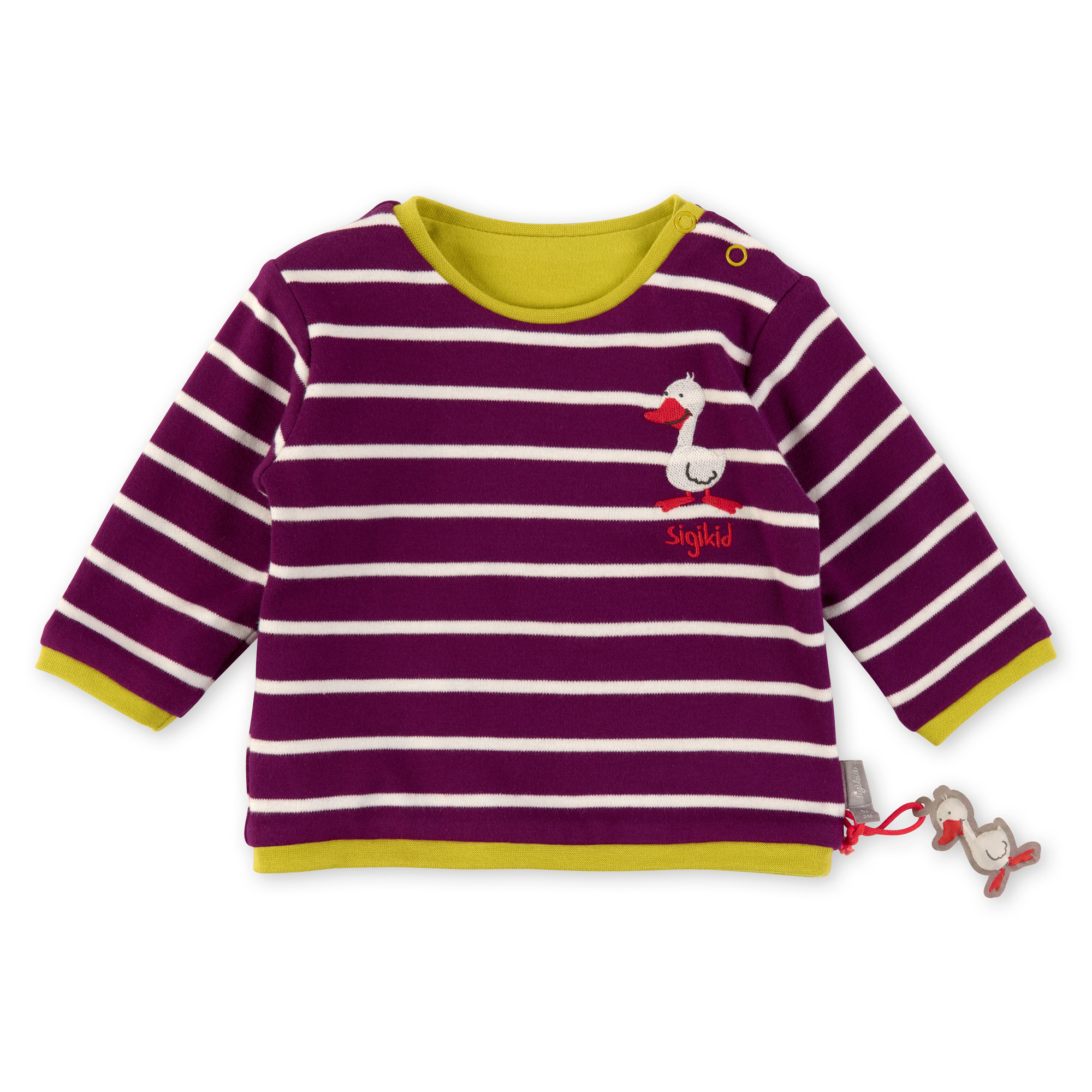 Baby Wendeshirt gelbgrün oder lila/weiß gestreift
