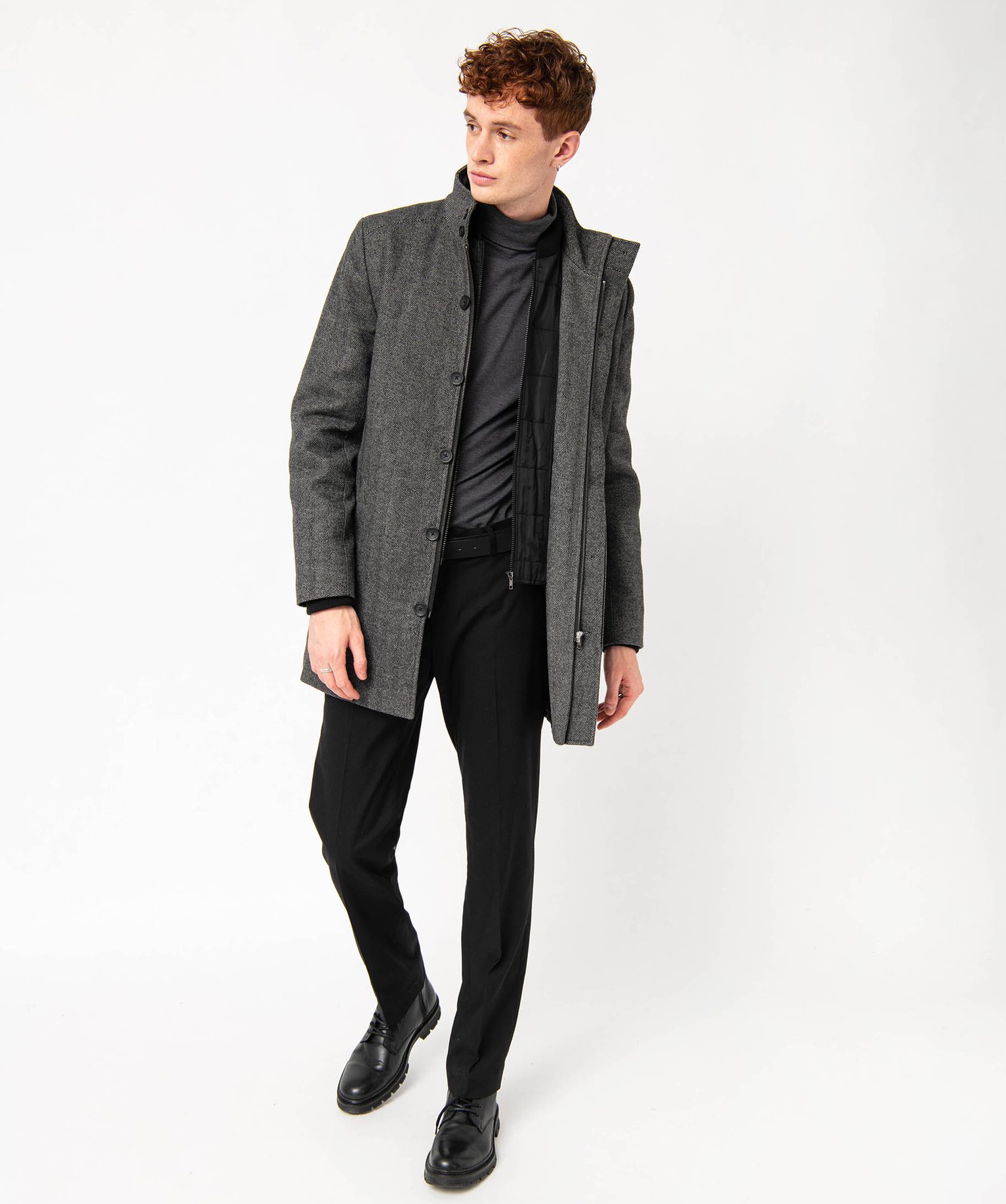 Manteau homme court avec col intérieur amovible noir | GEMO