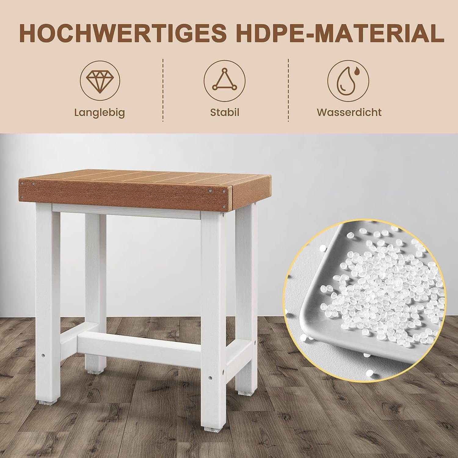 KOMFOTTEU Duschhocker 2-stufige Duschbank, mit Ablage, 46 x 32 x 49 cm