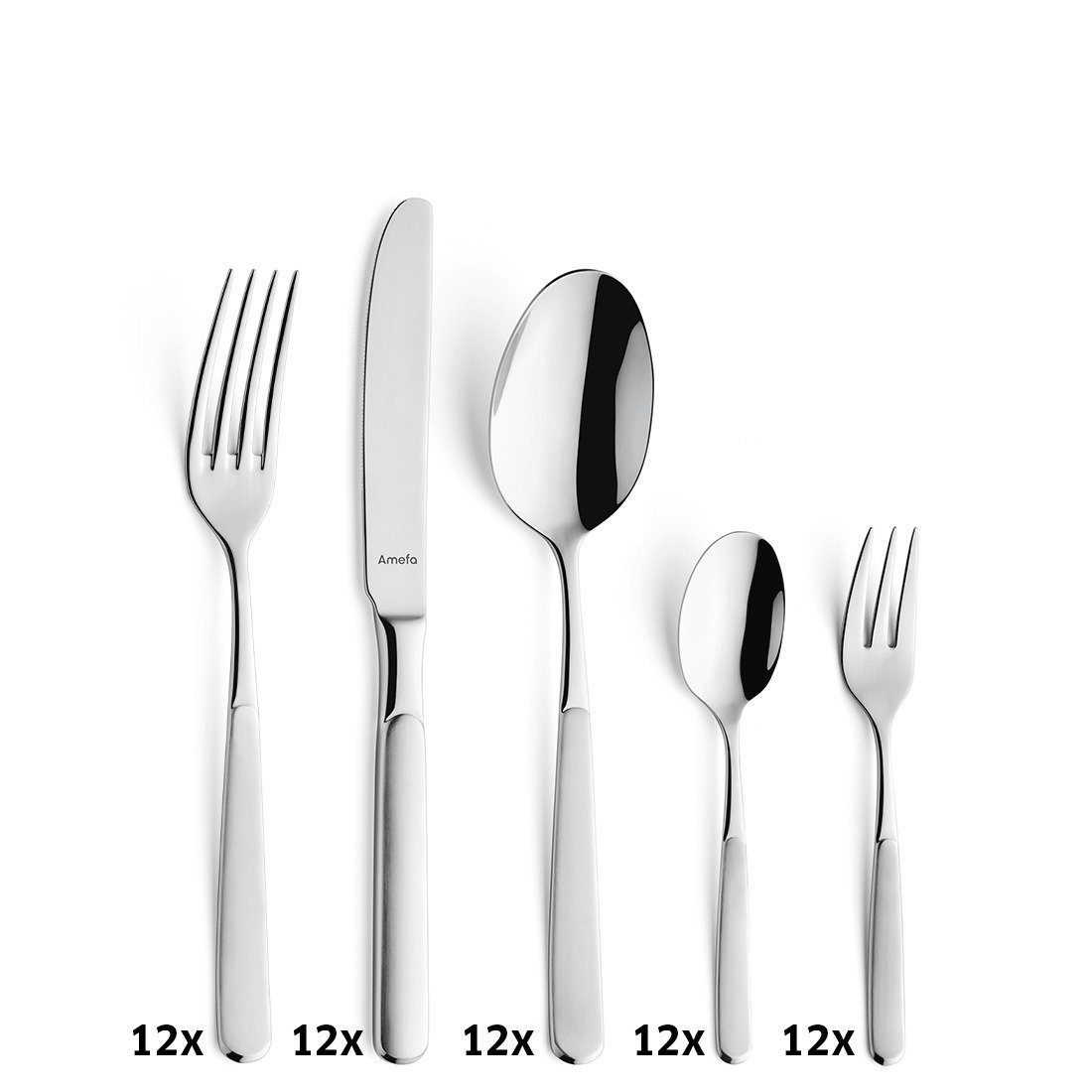 Amefa Besteck-Set SATINA, Edelstahl 18/10, satiniert, für 12 Personen, 60-tlg