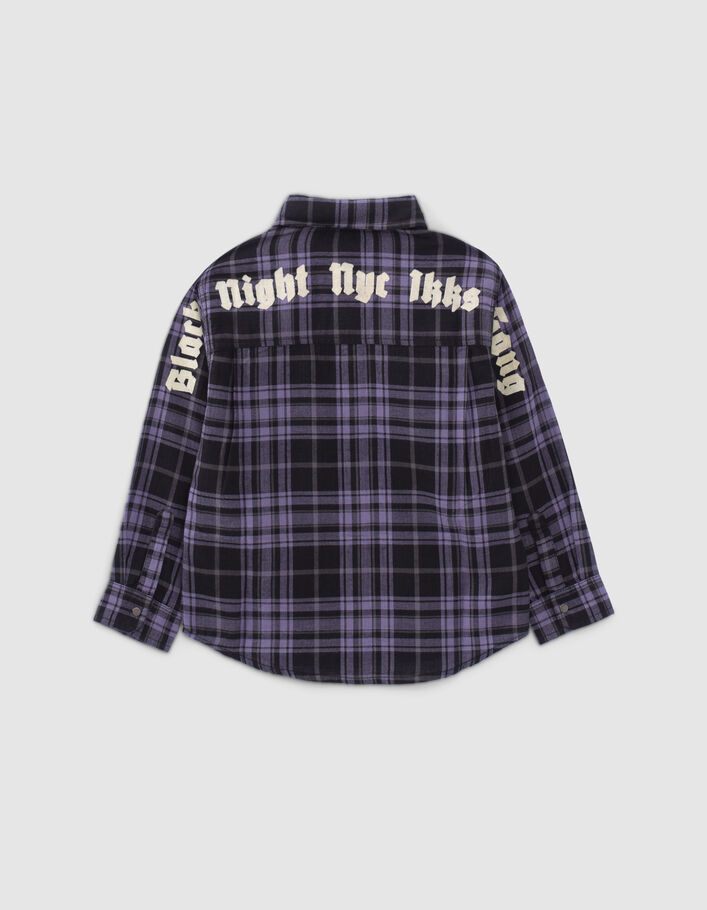 Chemise violet mix carreaux garçon