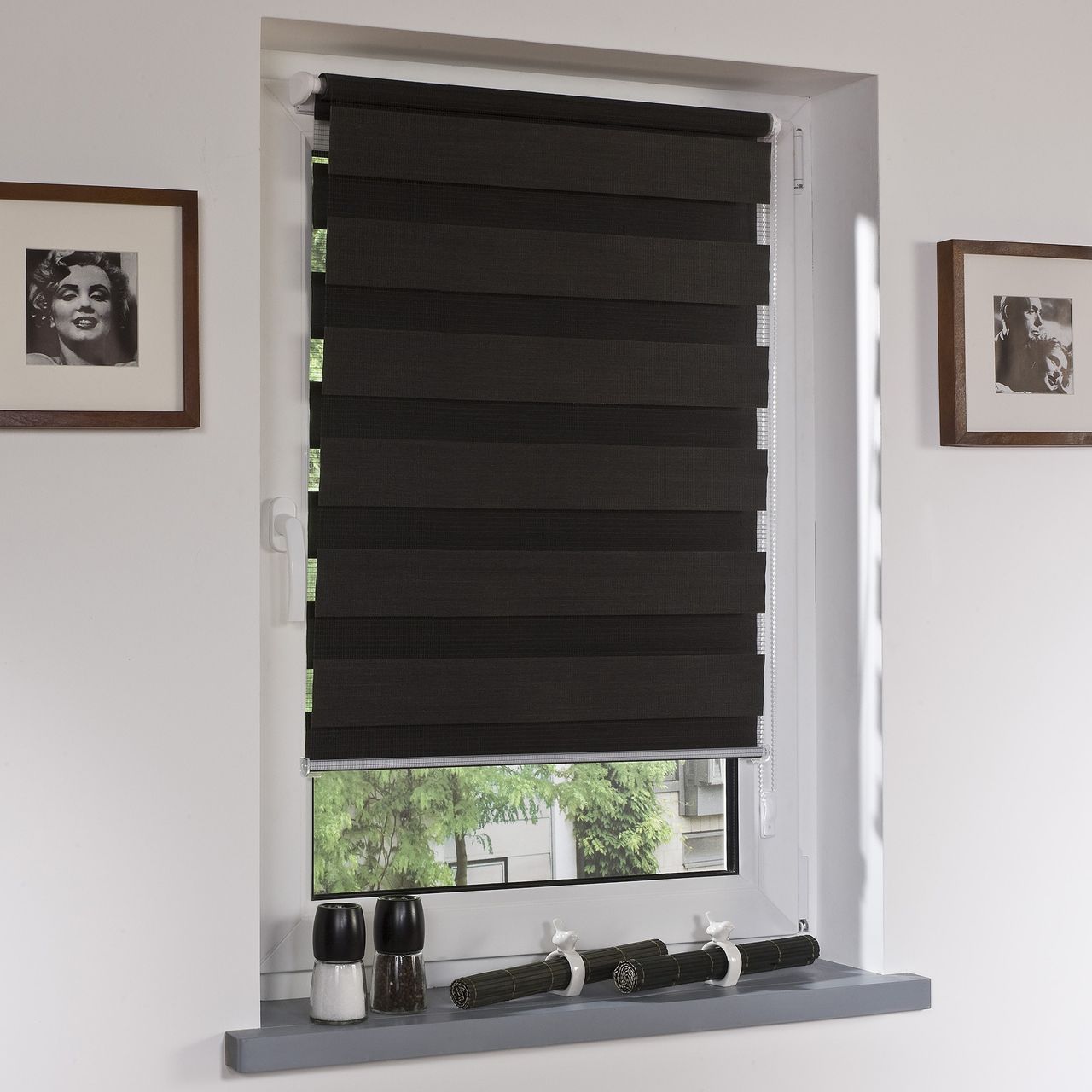 Bella Casa DUO-Rollo Doppelrollo, anthrazit, 160 x 45 cm