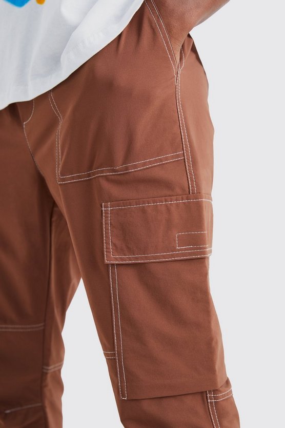 Slim-Fit Cargo-Hose mit Kontrast-Naht und elastischem Bund