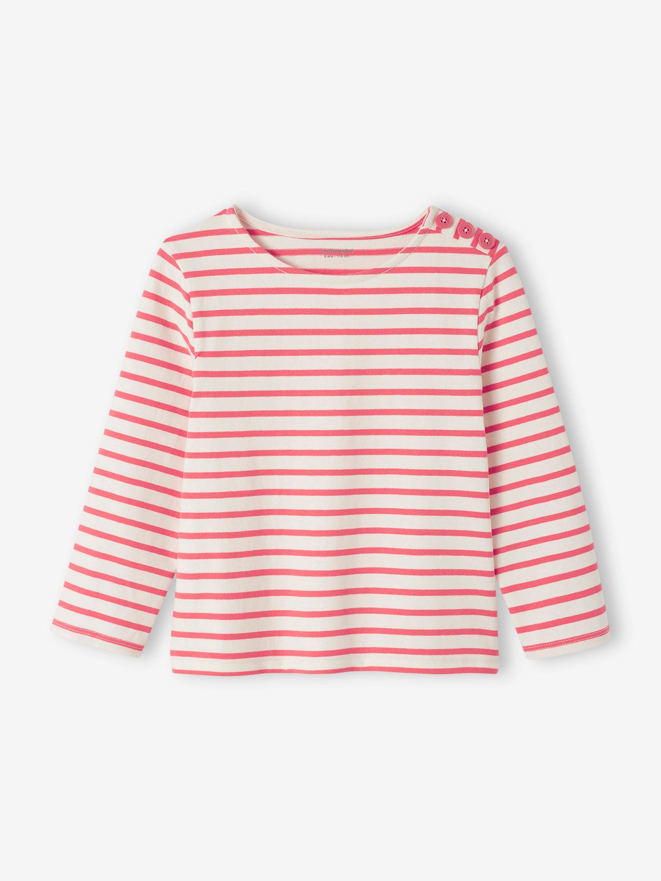 Vertbaudet Mädchen Ringelshirt mit Recycling-Baumwolle, personalisierbar - grau gestreift