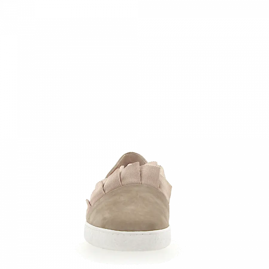 Unützer - Sneaker 8249 Veloursleder beige Stoff Raffung - grau