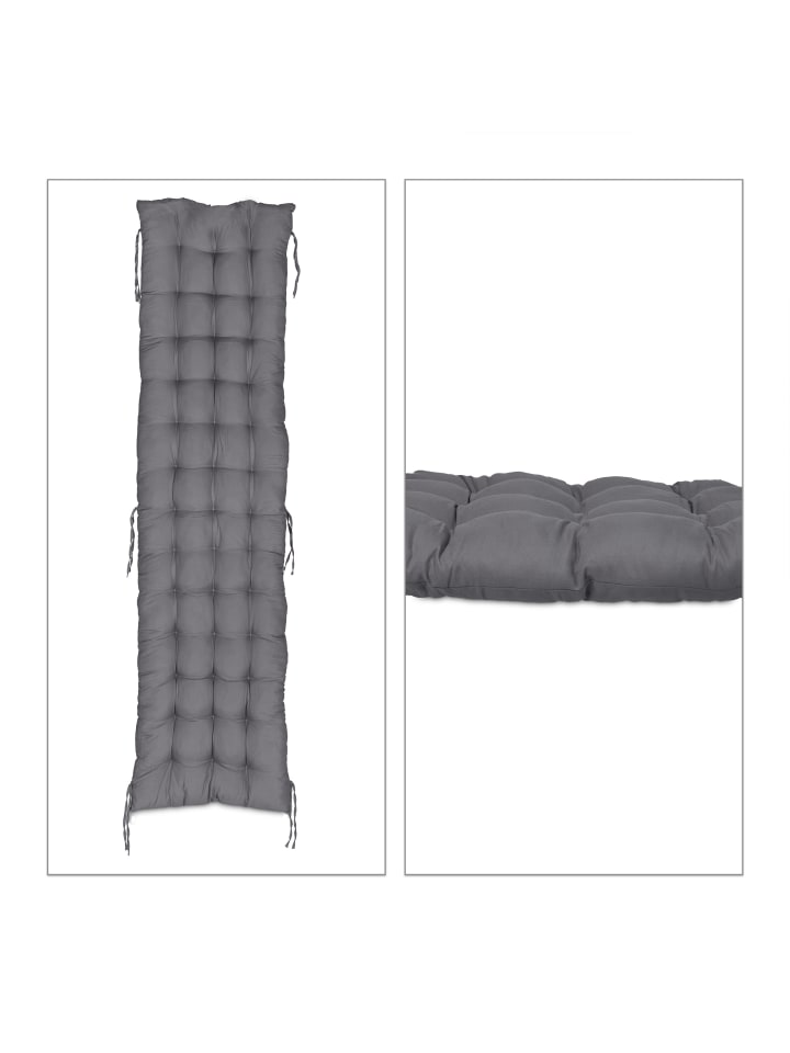 relaxdays Bankauflage in Grau - (B)180 x (H)7 x (T)50 cm günstig kaufen onesize
