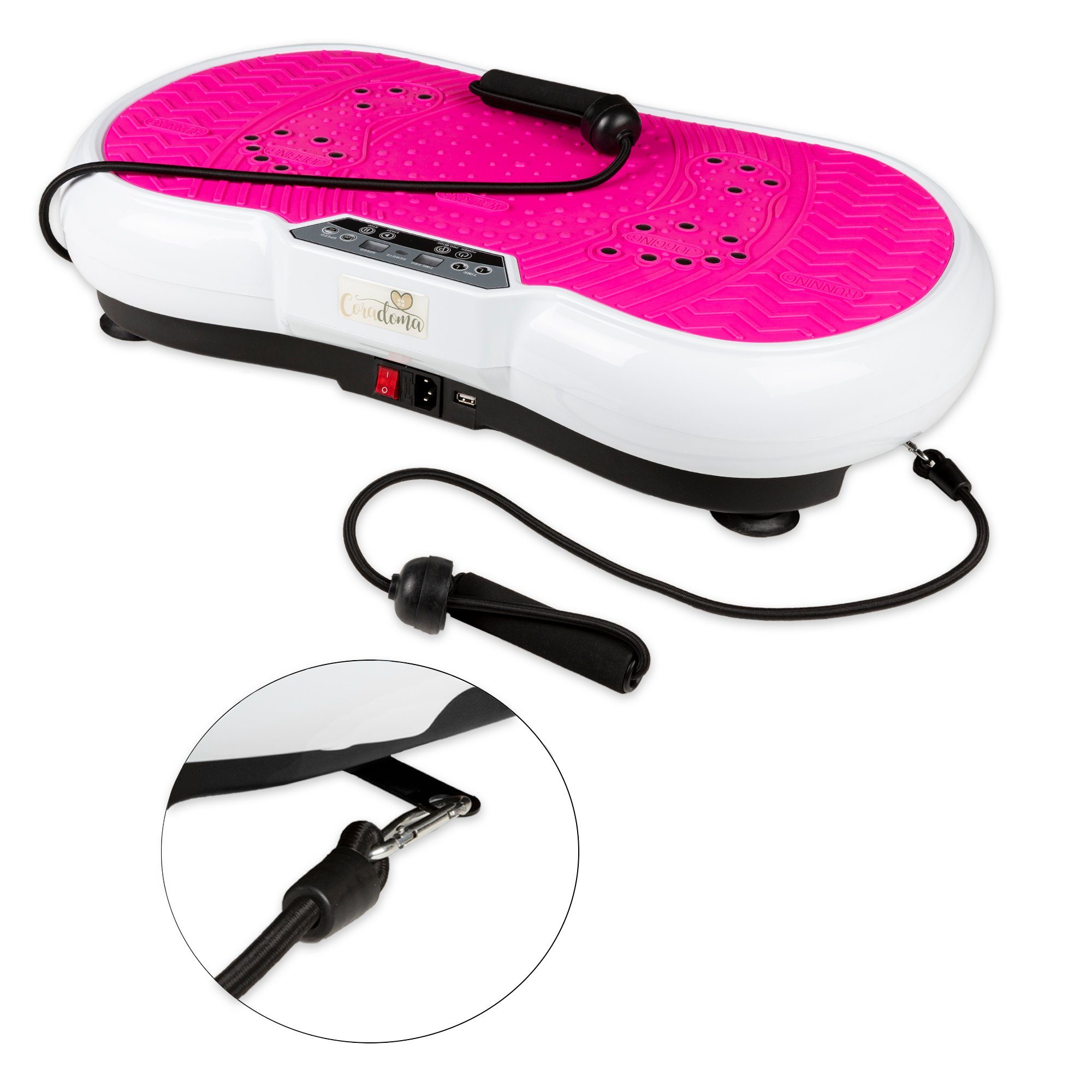 Coradoma Vibrationsplatte Vibrationsboard Fitness zum Abnehmen Rüttelplatte Vibrationsgerät, 300,00 W, (mit Trainingsbänder), Oszillation mit Power Dehnbändern und Bluetooth