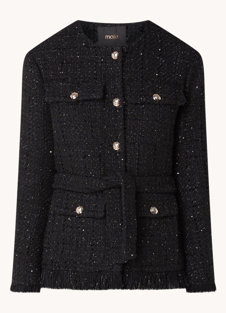Jachetă Maje cu efect de tweed și lurex