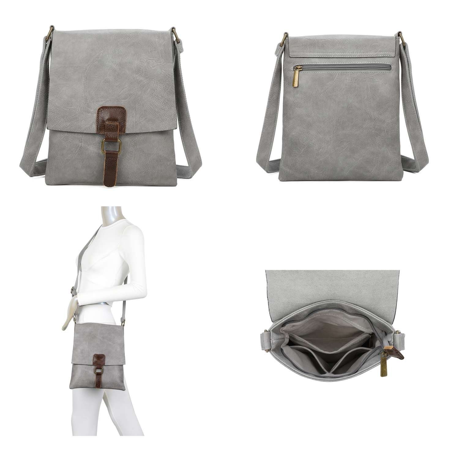 ITALYSHOP24 Schultertasche Damen Tasche Shopper Messenger CrossOver Tablet, als Umhängetasche, Handtasche, Bodybag tragbar