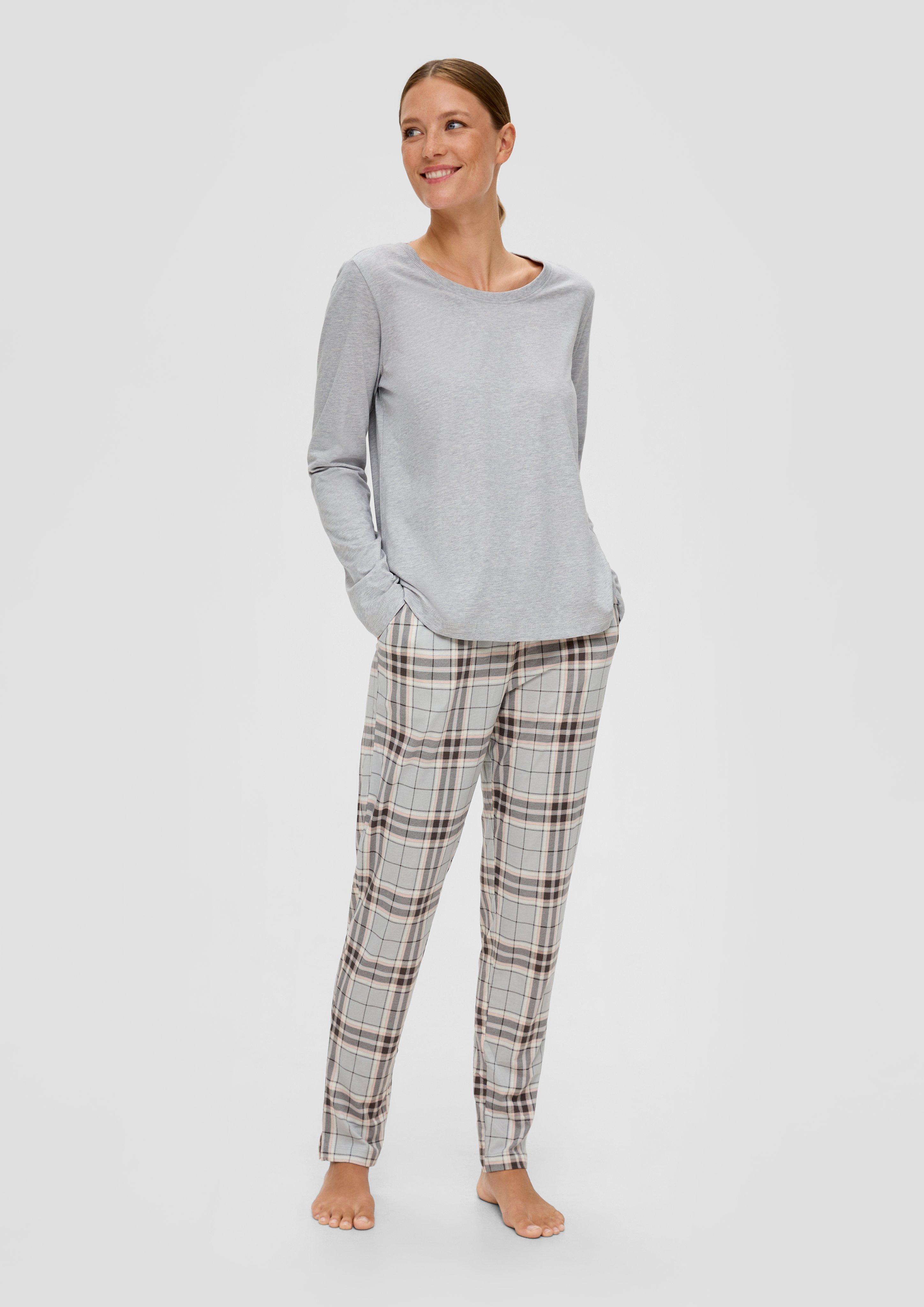 Pyjama Langarmshirt aus Viskose-Baumwollmix  6009001-9000