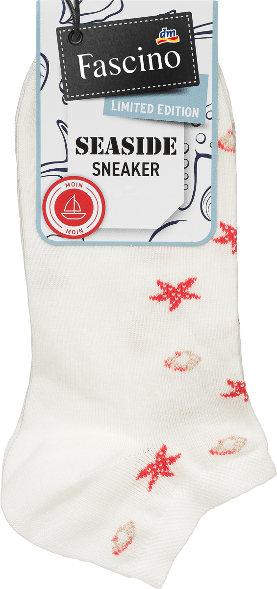 Sneaker Socken mit Seestern-Muster weiß Gr. 35-38, 1 St