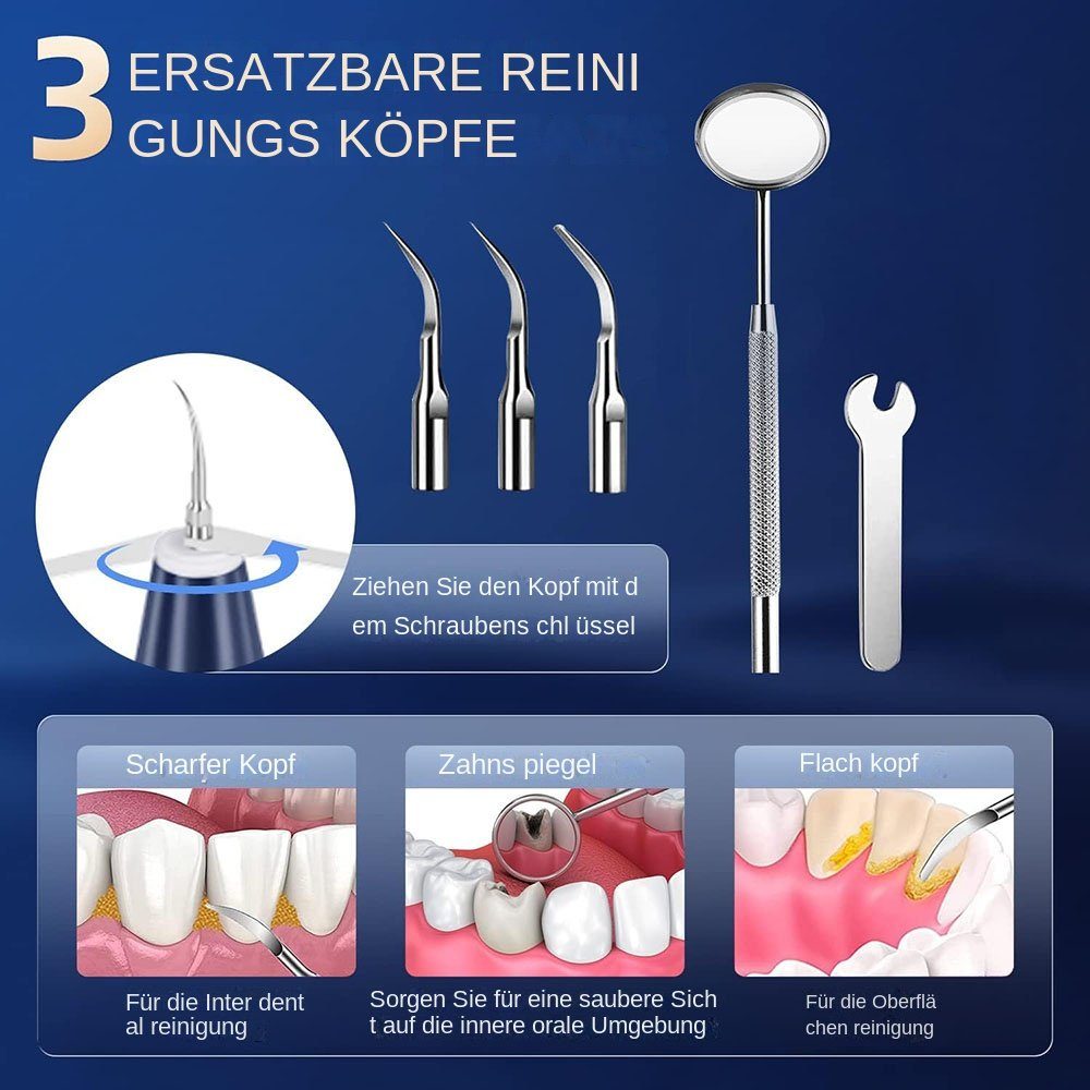 Yoyaxi Zahnpflege-Set Professionelle Zahnsteinentfernung zu Hause, 1-tlg., Ultraschallreinigung mit 5 Modi und austauschbaren Köpfen