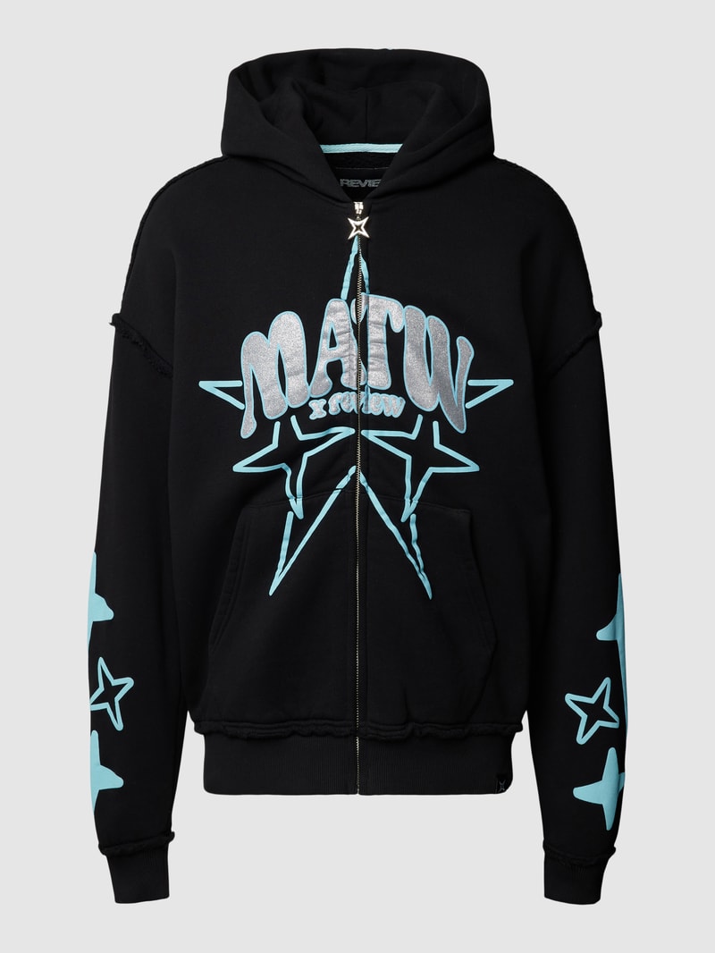 Sweatjacke mit Label-Print - MATW X REVIEW in schwarz