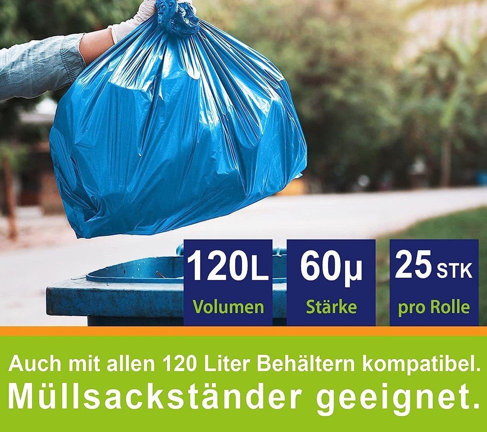 ROXUS Müllbeutel Müllsäcke 120L Müllbeutel, Gartensack,Abfallsack XXL, Zubehör für Mülleimer, extra stark