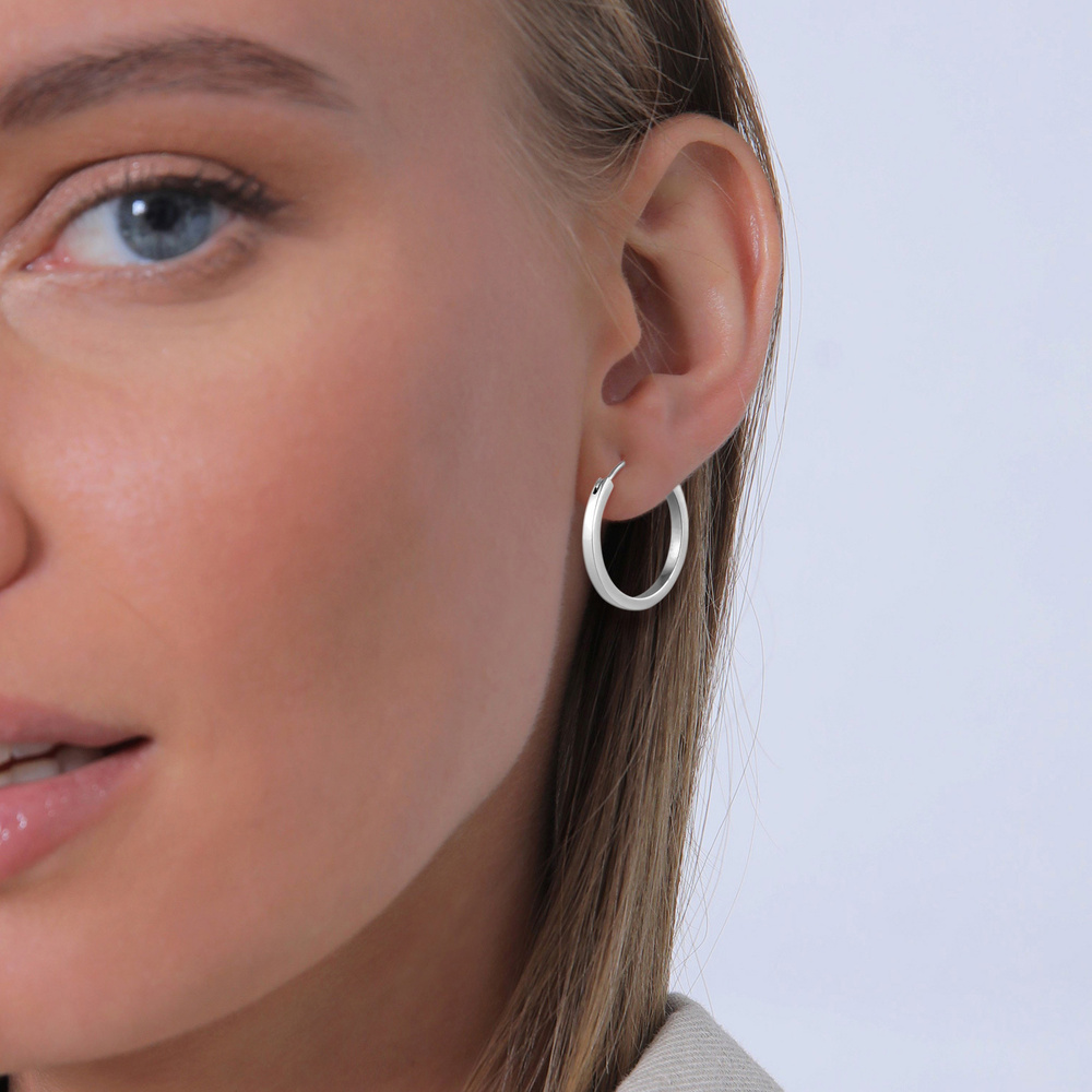 Elli PREMIUM Elli PREMIUM Boucles d'Oreilles Créoles pour dames Basic Minimal Blogger en argen Boucles d'oreilles