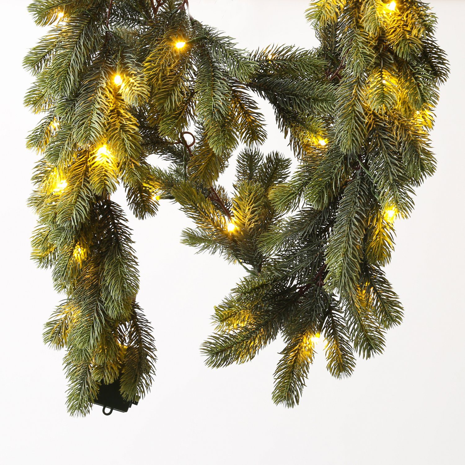 MARELIDA LED-Girlande LED Tannengirlande Weihnachtsgirlande 1,8m Timer Batterie für Außen, 35-flammig