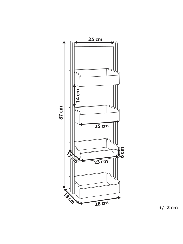 Beliani Badezimmerregal VAUPES in Heller Holzfarbton - (W) 28 x (H) 87 x (L) 18 cm günstig kaufen onesize