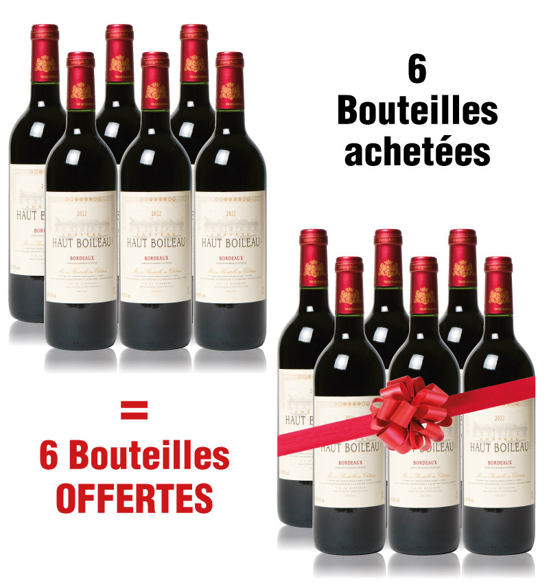 BordeauxChâteau Haut Boileau : 6 achetées + 6 OFFERTES