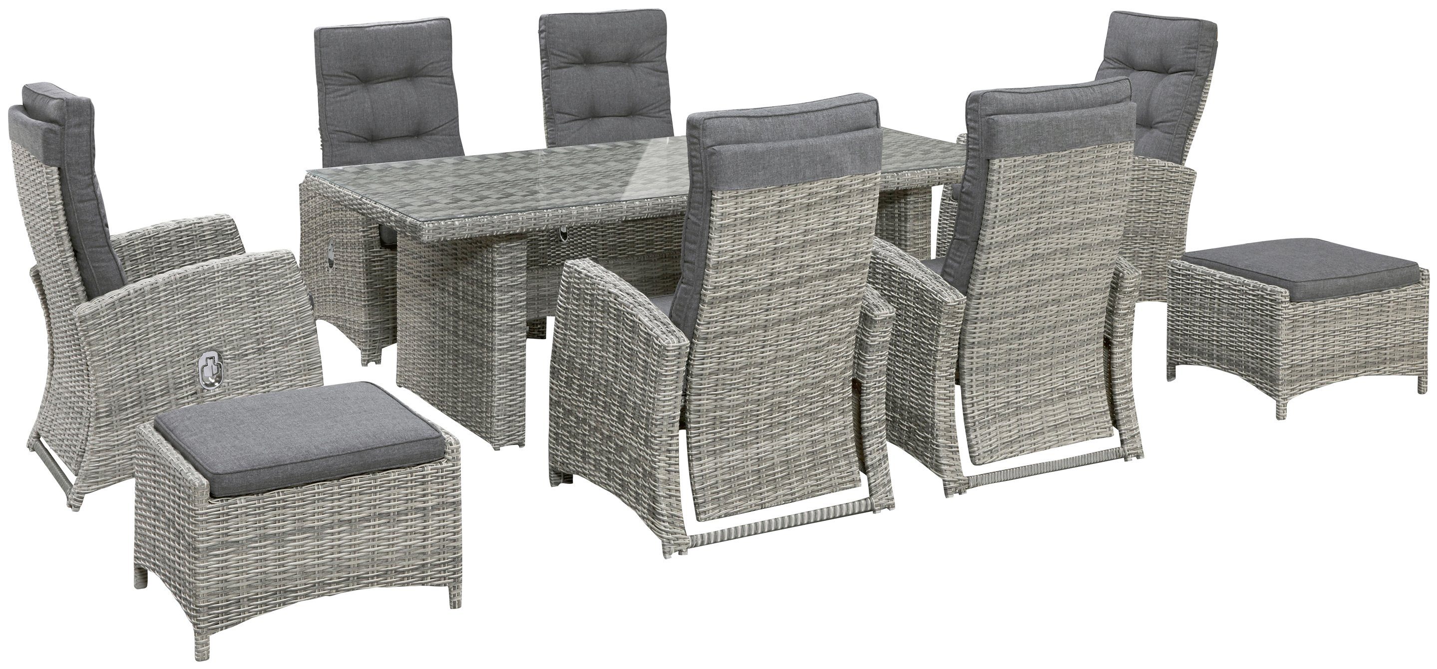 KONIFERA Garten-Essgruppe Monaco, (17-tlg), 6 Sessel, 2 Hocker, Tisch, Polyrattan