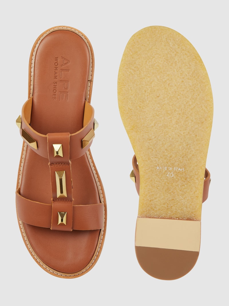 Pantolette aus Leder Modell 'Vero' in taupe