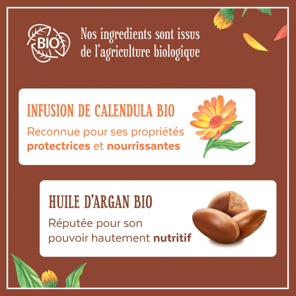 le petit marseillais Masque Nutrition pour Cheveux Secs et Abîmés, Infusion Calendula & Argan 300 ML Masque