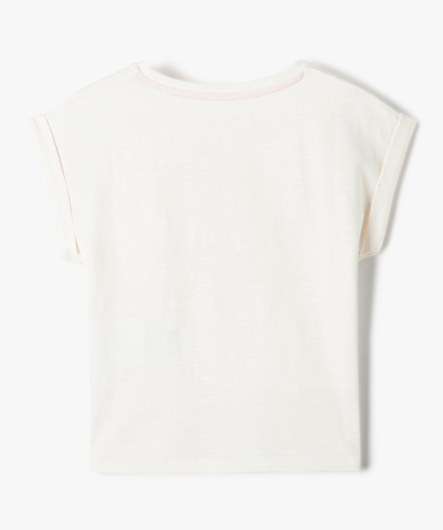 Tee-shirt fille à manches courtes avec revers cousus - Camp... blanc | GEMO