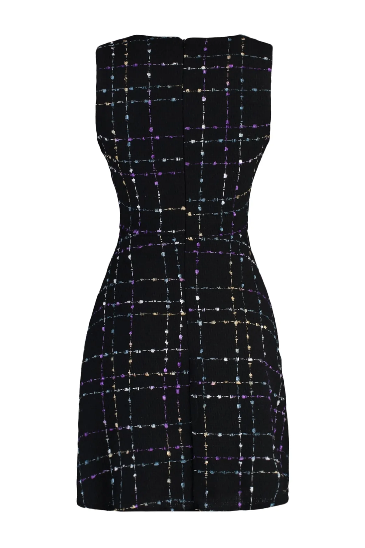 Trendyol Collection  Schwarzes Mini-Tweed-Webkleid in A-Linie TWOAW23EL00258