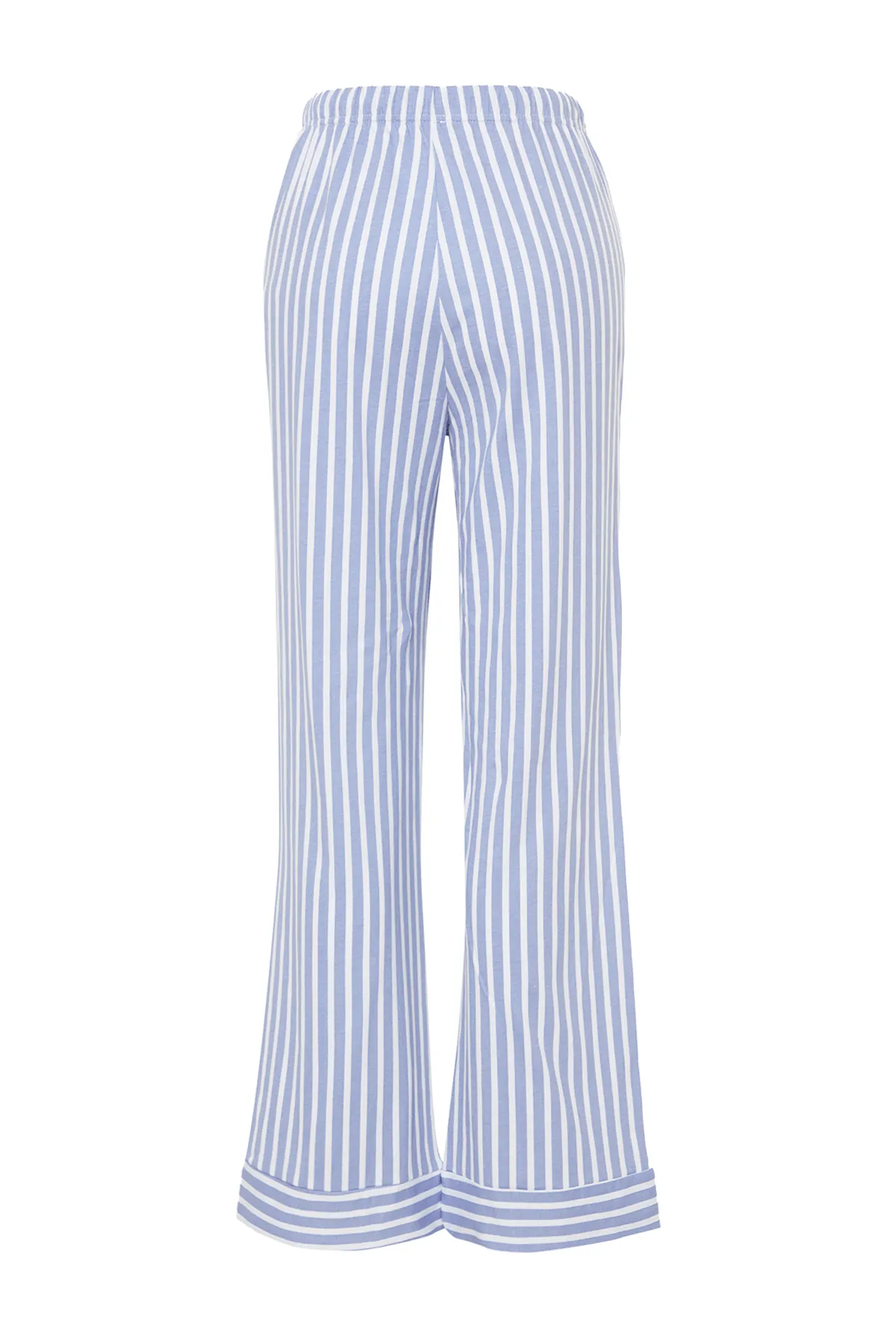 Trendyol Collection  Weiß-blaue Pyjamahose aus gestreiftem Strick, 100 % Baumwolle THMAW24PJ00001
