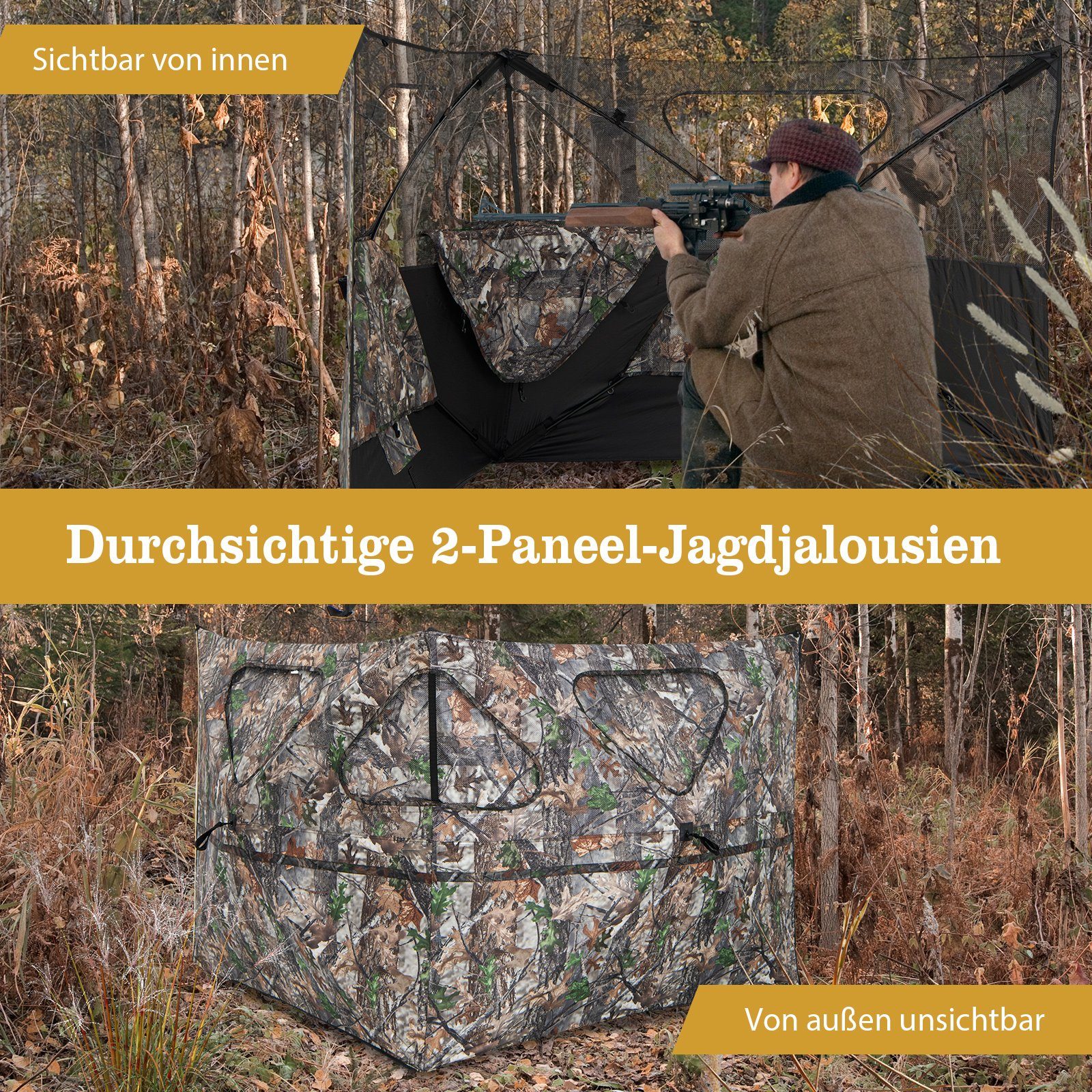 COSTWAY Angelzelt Pop-up-Jagdzelt, tragbar, 360° Jagdunterstand