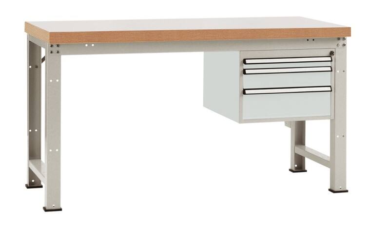 Manuflex Werkbank Complete Profi Kunststoff, Stahl  Lichtgrau 2.000 x 700 x 840 mm