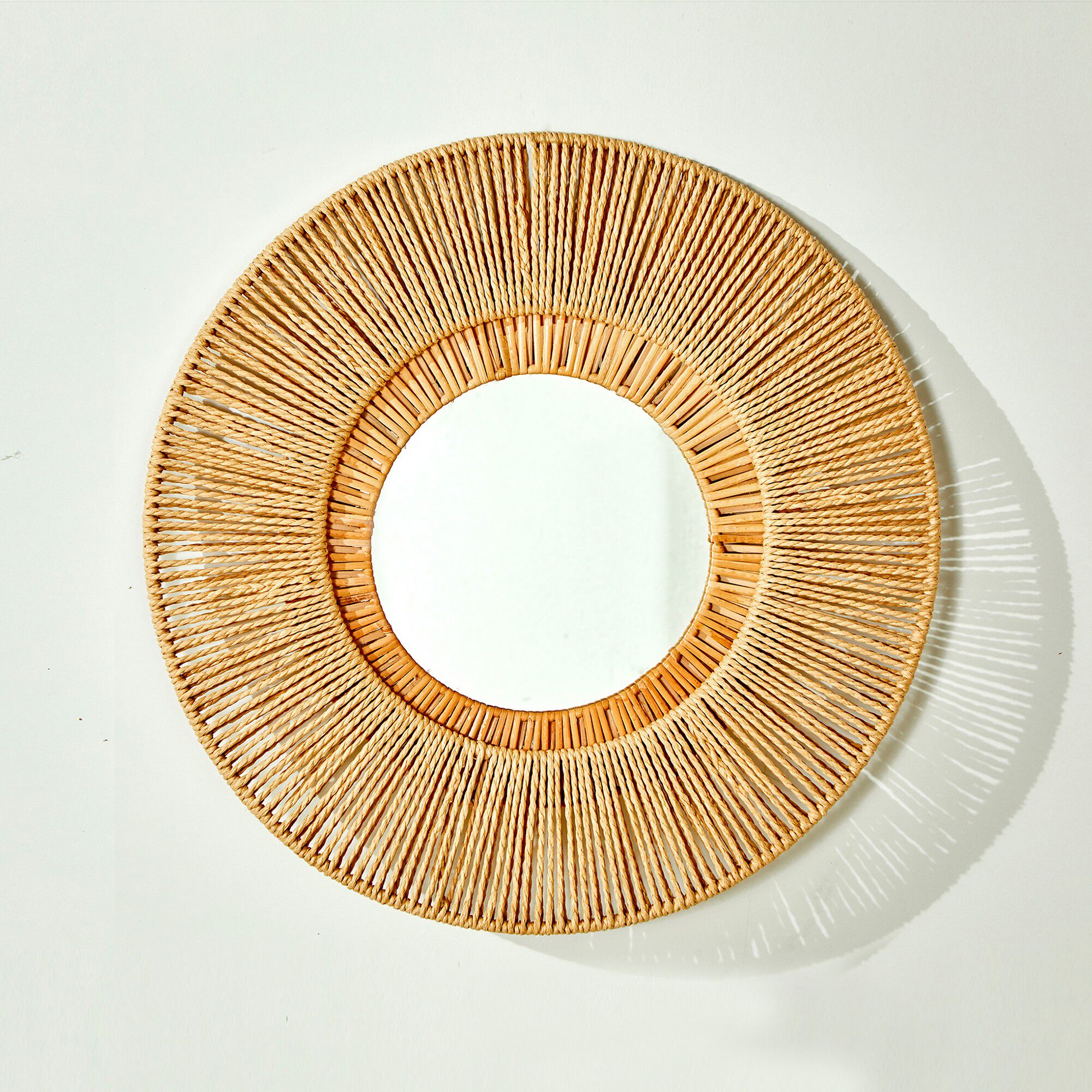 Miroir rond en rotin