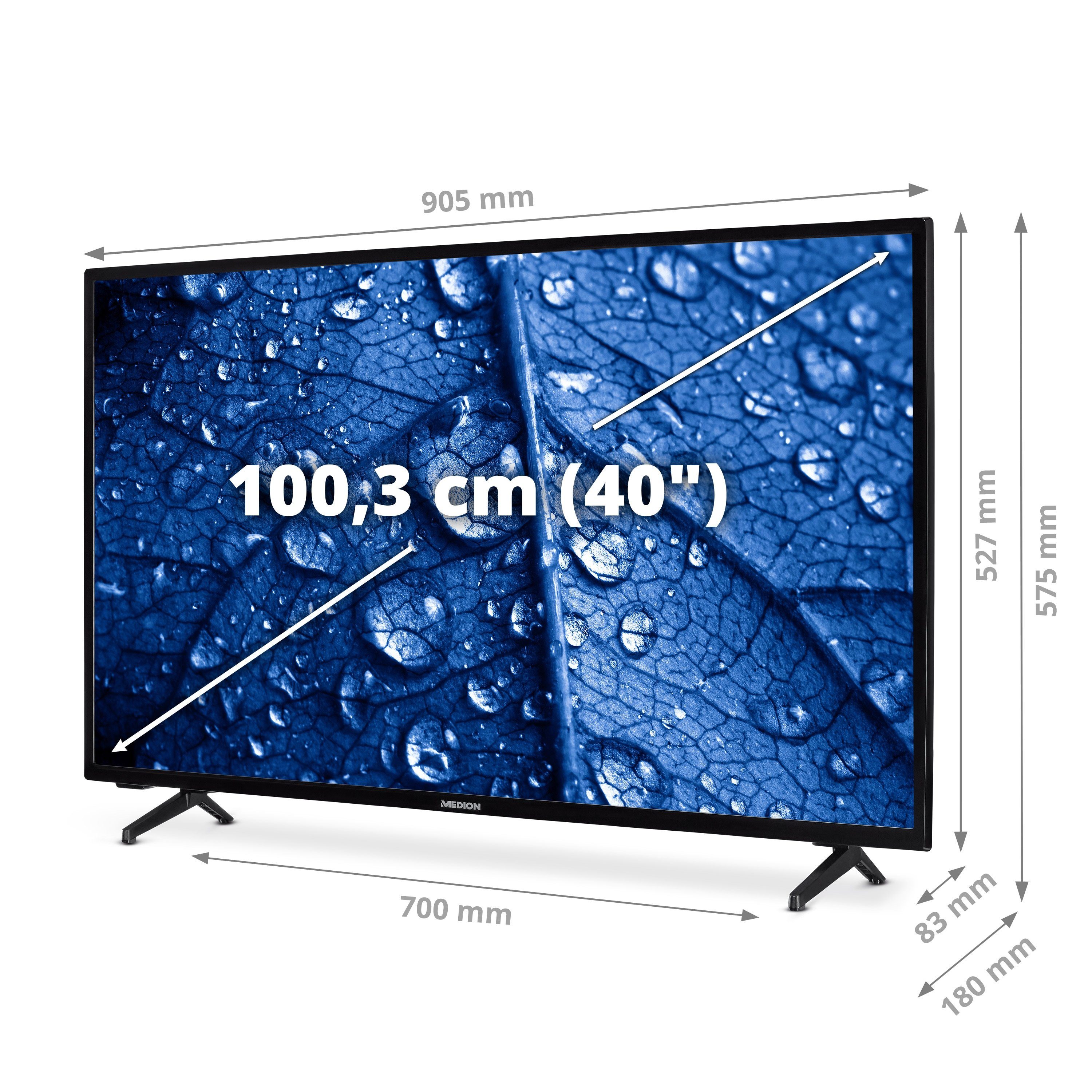 Medion® MD30019 LED-Fernseher (100.3 cm/39.5 Zoll, 1080p Full HD, Smart-TV, Full-HD Display 60Hz, MD30019)