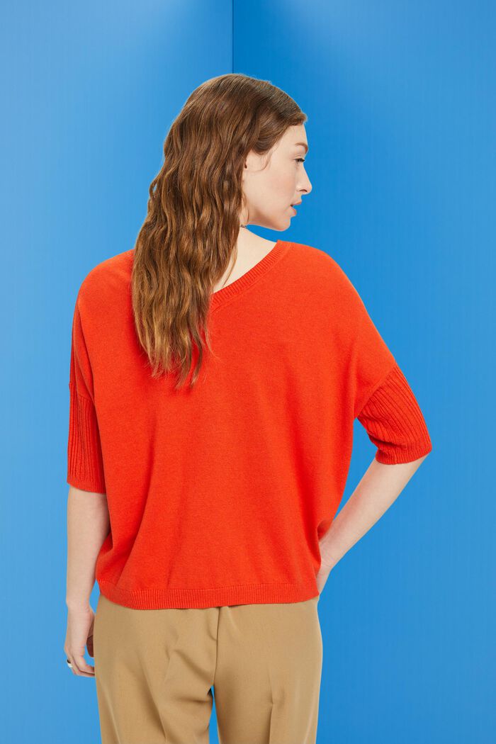 Kurzarm-Strickpullover mit Leinen