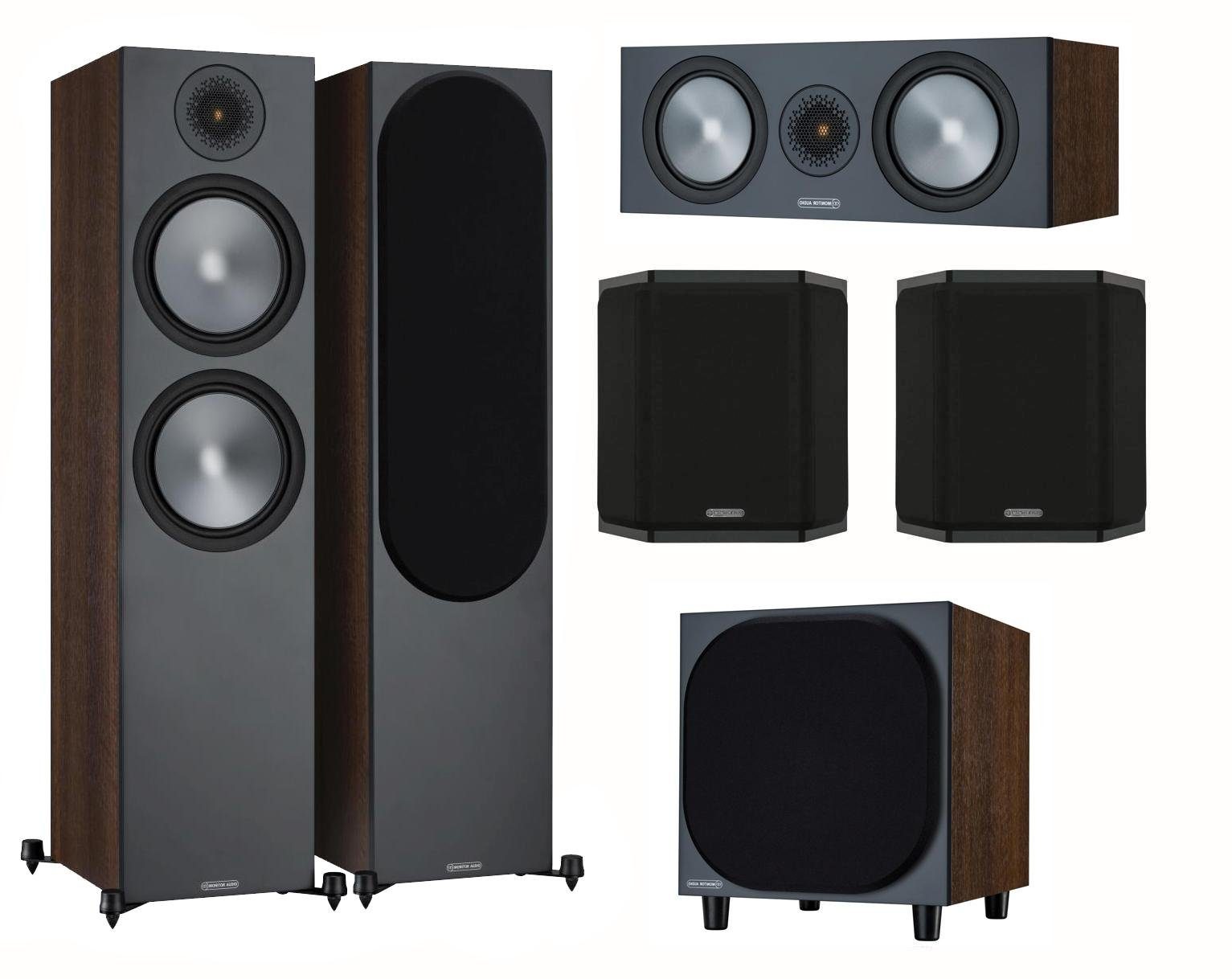 MONITOR AUDIO Bronze 6G Cinema 500 Walnuss Lautsprecher-Set 5.1 5.1 Soundsystem (nicht zutreffend, 5.1 Heimkino Set)