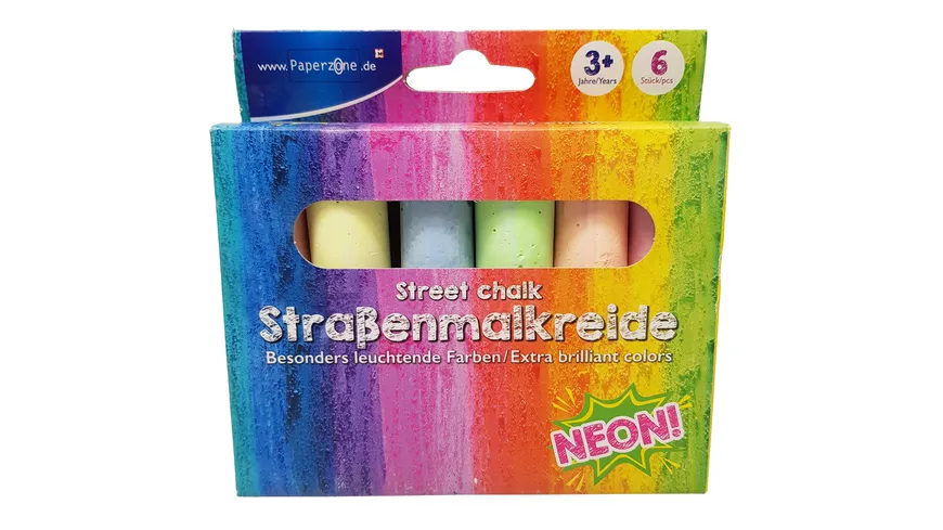 PAPERZONE Straßenmalkreide neon 6er Karton