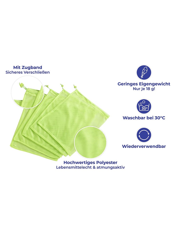 Wenko 5er-Set: Obst- & Gemüsebeutel in Grün - (L)35 x (B)30 cm günstig kaufen onesize
