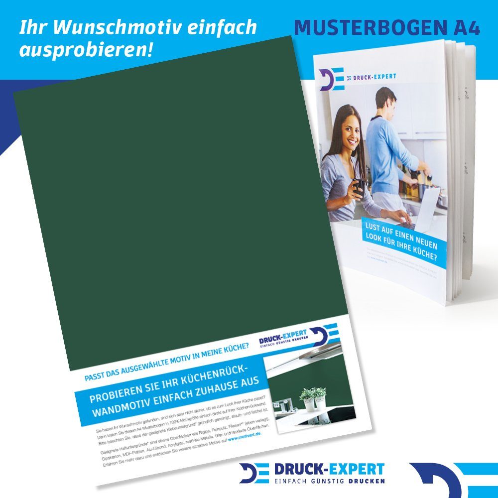 DRUCK-EXPERT Küchenrückwand Küchenrückwand Grüntöne 2 Unifarben Premium Hart-PVC 0,4 mm selbstklebend