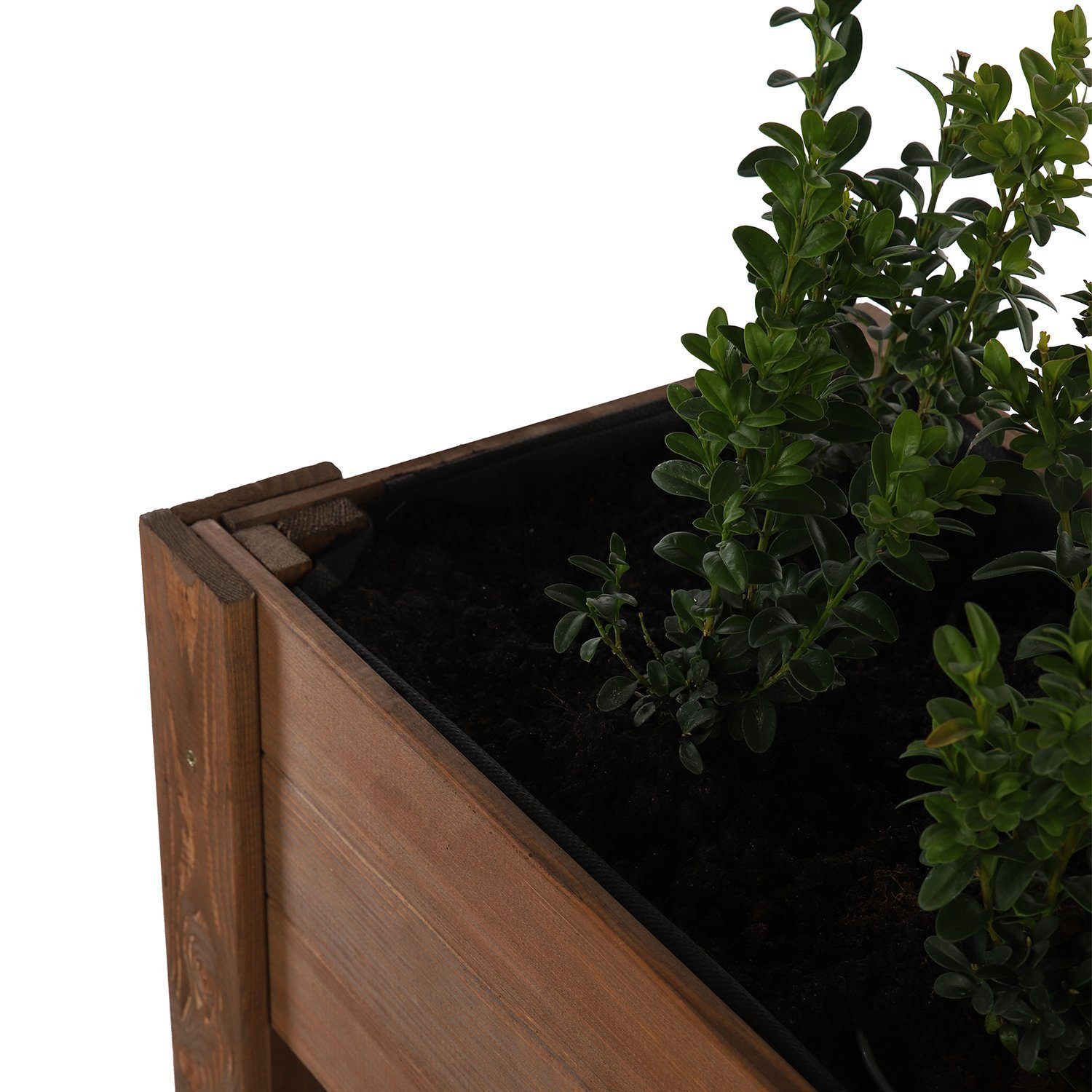 Zestri Hochbeet Kräuterbeet mit Ablage Holz Gemüsebeet Blumenkasten rechteckig Balkon, Kiefernholz, mit Ablage