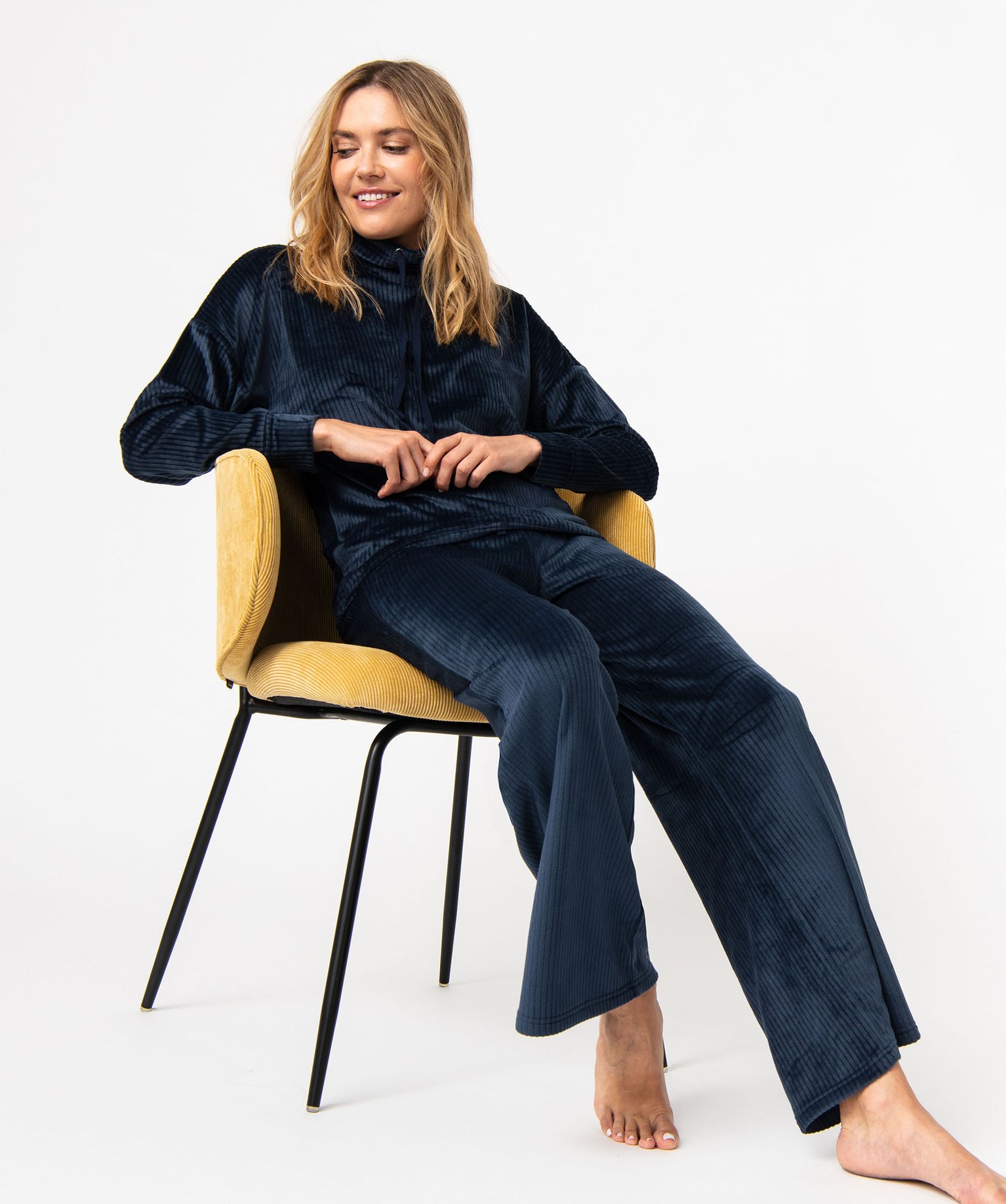 Haut de pyjama en velours ctelé femme bleu fonce | GEMO