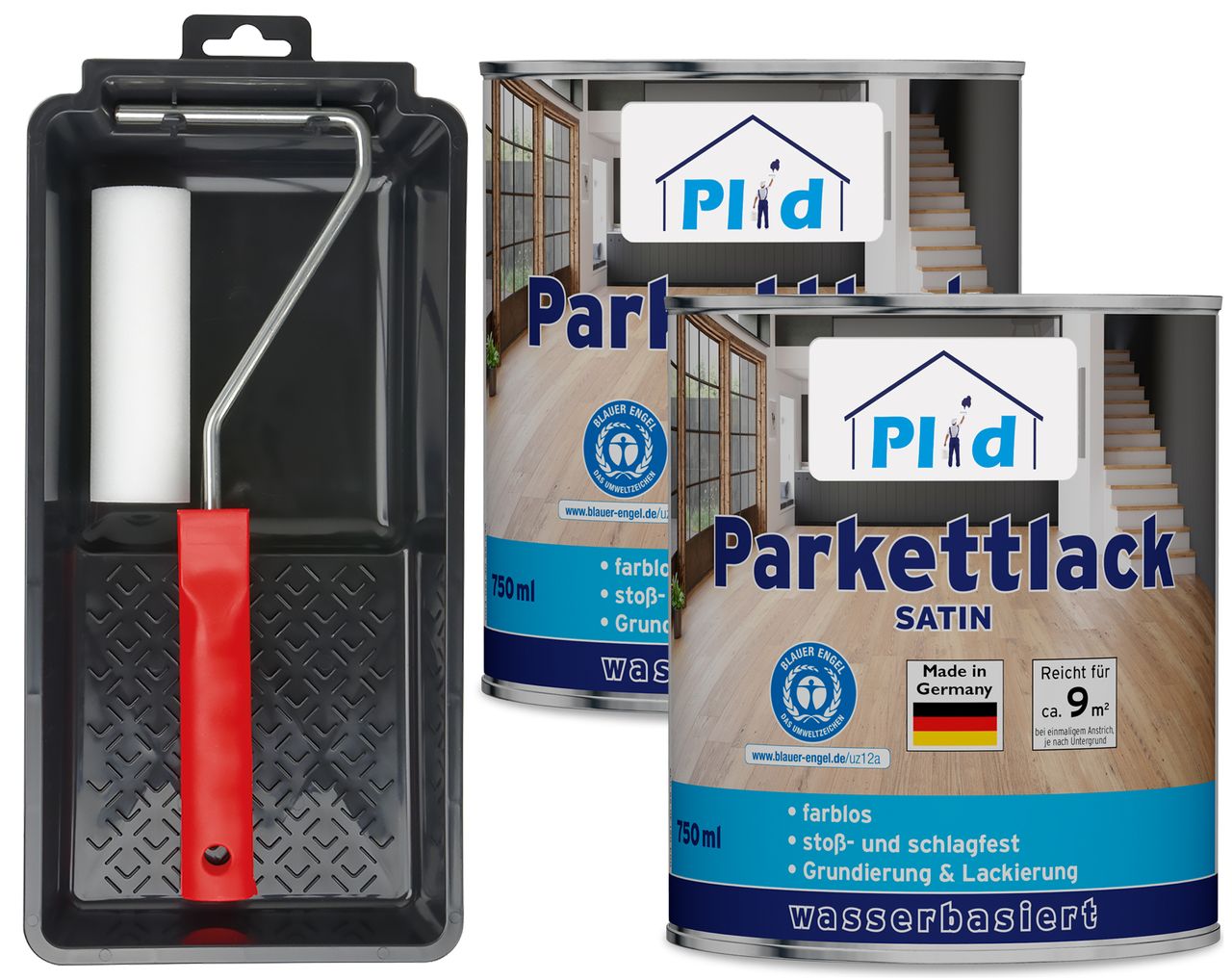 Plid Premium Parkettlack Parkettsiegel Klarlack Farblos Set Farblos - Seidenglänzend